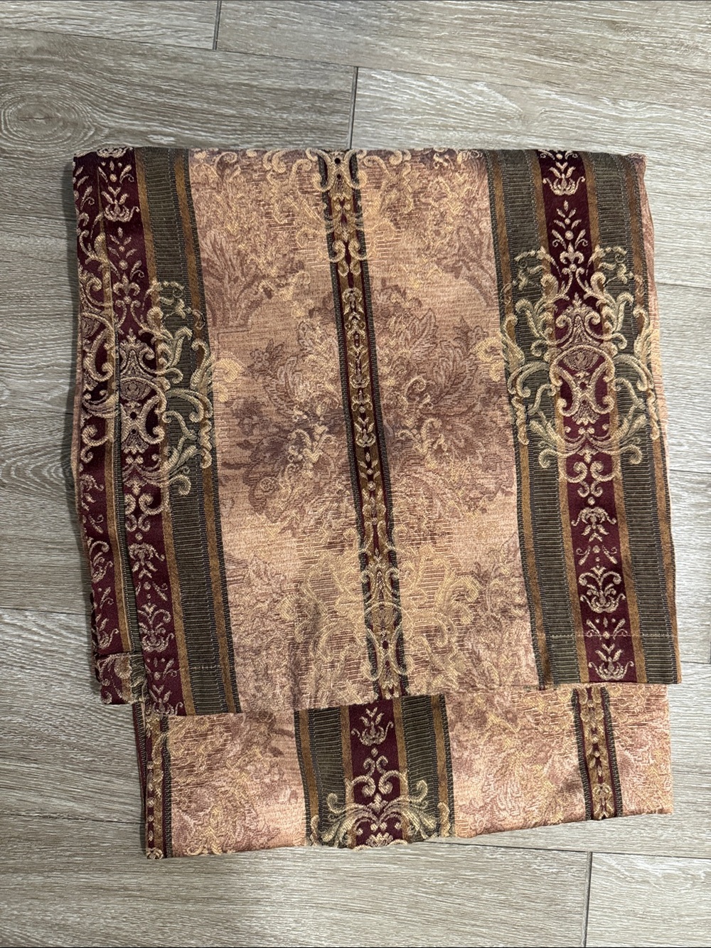 Croscill Classic Damask Stripe shower curtain- Burgundy and Gold